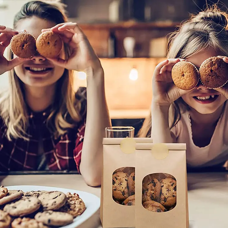 Transparent Window Design tin tie coffee bag classic Grease Proof Sturdy Bakery resealable food bag paper