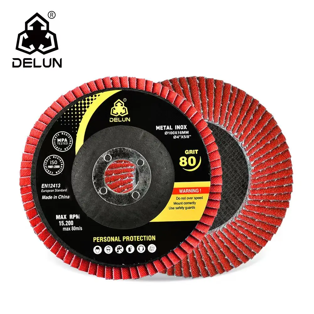 Flap disc DELUN Directly Factory Sale Aluminum oxide  flap disc for metal
