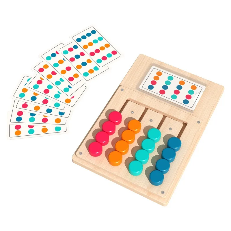 Montessori Slide Puzzle Color Matching Game Educational Wooden Toys for Kids Boys Girls Age 3+ Years Old Travel Toys Gifts