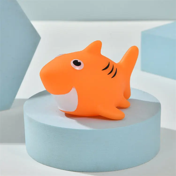 Custom Animals Shaped Kids Rubber Bath Toys DIY Bathroom Shower Toy Mini Rubber Spraying Shark Toy