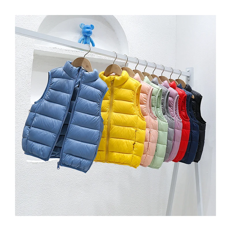 Wholesale Autumn  winter children outer wear solid 100-170 kids puffer waistcoat boys girls down vest