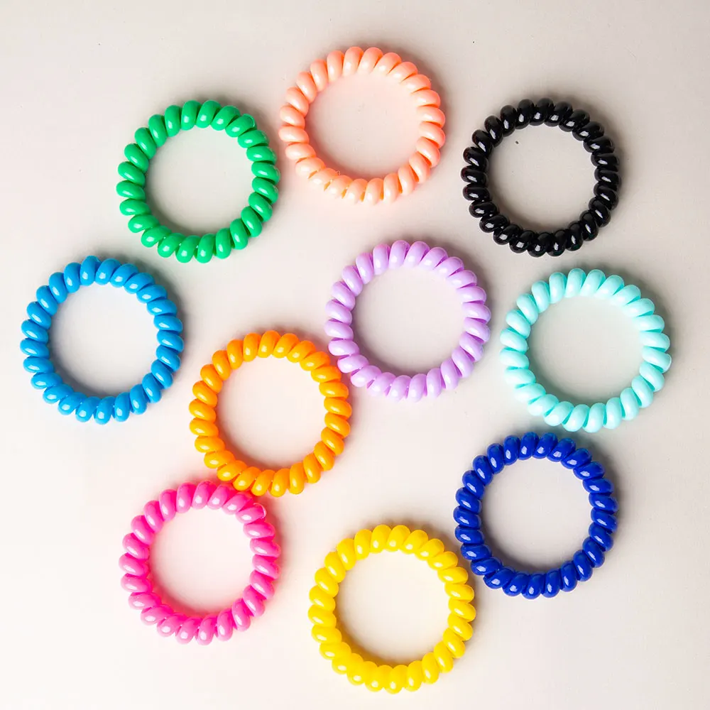 European And American Hot Selling Matte Color Girls Plastic Telephone Wire Hair Tie hairband For Ladies