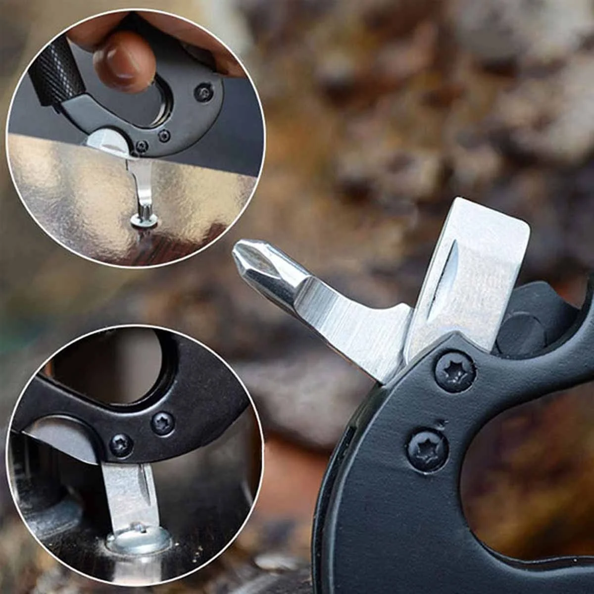 5 in 1 Multifunctional Portable Carabiner Buckle Lock Tactical Knife Outdoor Sports Camping Climbing Survival Hand Tools