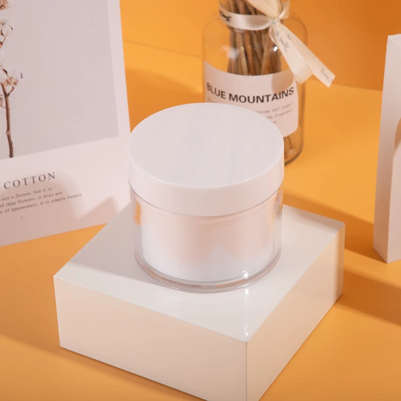 Оптовая продажа, упаковка, пластиковые банки для крема, индивидуальные двухслойные маленькие пластиковые банки, упаковка для косметических банок