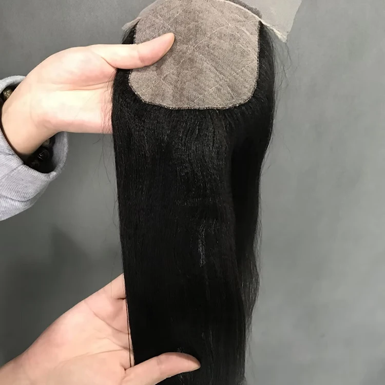 4*4 Yaki Virgin Indian Hair Silk Base Closure Bleached Knots Natural Color Lace Closure 100 Human Hair Top Closure Free Part