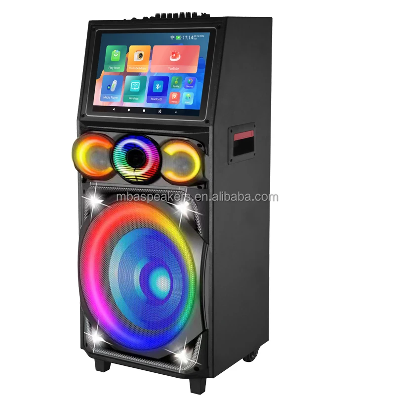new wifi hifi 15 inch professional karaoke music audio wireless portable LCD video Android system speaker with touch screen