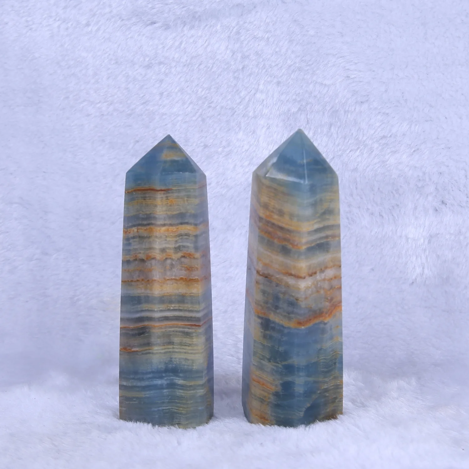 Wholesale Natural Crystal Crafts Healing Stone Blue Onyx Points Crystal Towers For Home Holiday Decoration Gifts