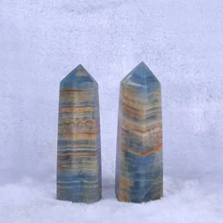 Wholesale Natural Crystal Crafts Healing Stone Blue Onyx Points Crystal Towers For Home Holiday Decoration Gifts