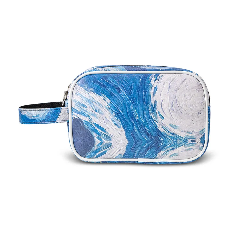 PLAYEAGLE Golf Handbag Double Zipper PU Leather Mini Sport Pouch Blue Golf Bag