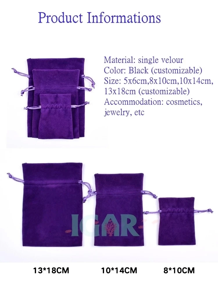 Flannel Jewelry Bracelet Packaging Ribbon Drawstring Chic Velvet Pouch for Wedding Favor Gift Bags Packing Storage Jewelry Pouch