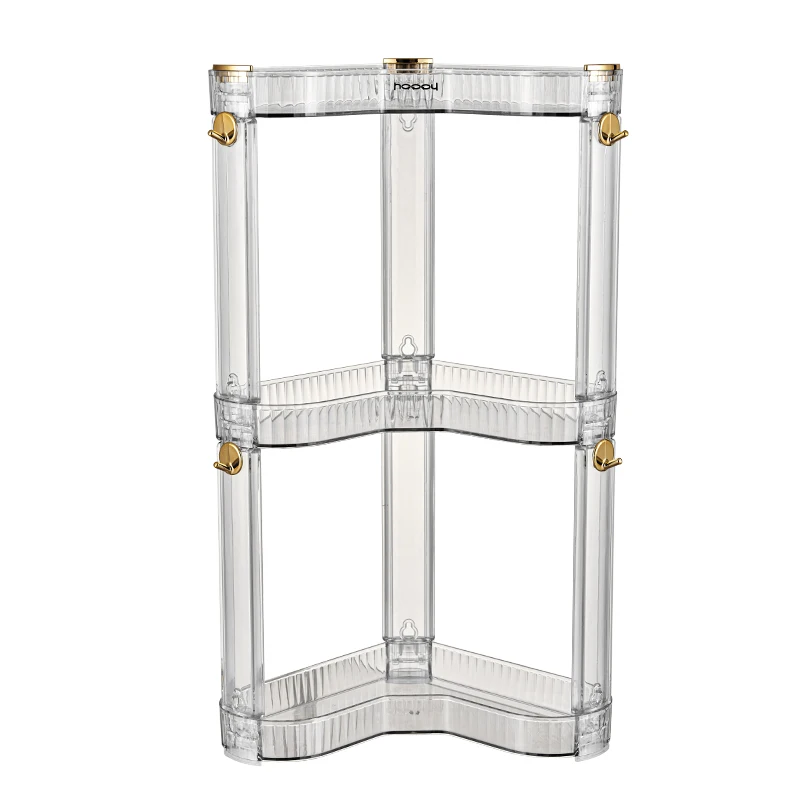 Countertop Corner Cosmetics Storage Shelf Racks Heart-shaped Plastic PET Bathroom Kitchen Desktop Storage Shelf With Hook