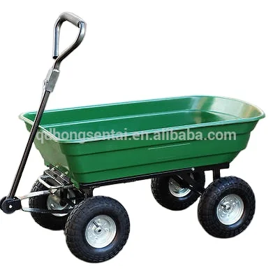 75L 125L 4 wheel heavy duty poly plastic tray dump garden carts