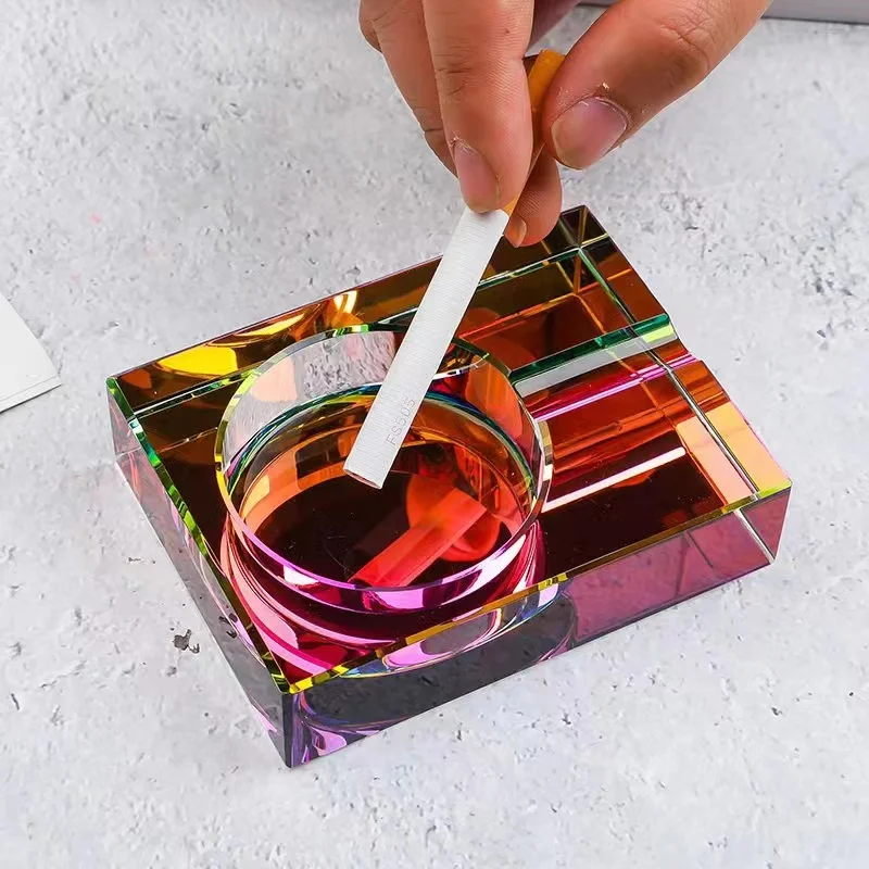 Personality Custom Logo High Quality K9 Crystal Ashtray, Creative Advertising Promotional Glass Cigar Ashtray For Home Office