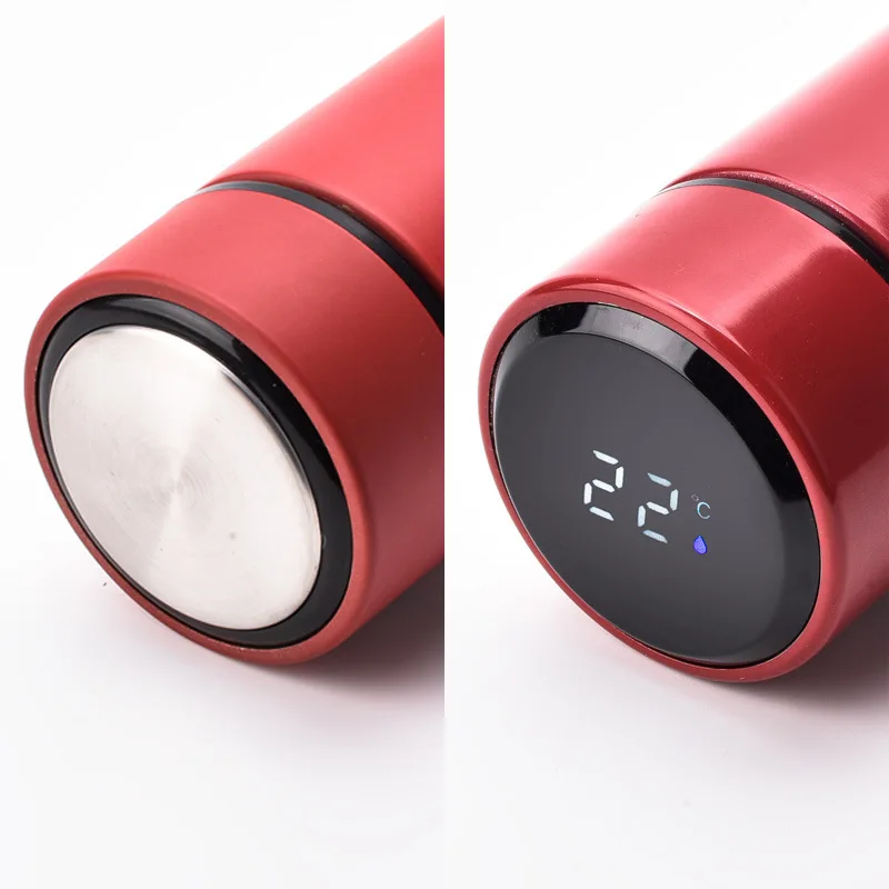 304 double-layer straight cup intelligent temperature measurement insulation cup Glass Mugs with Lid Straw for Water Wine