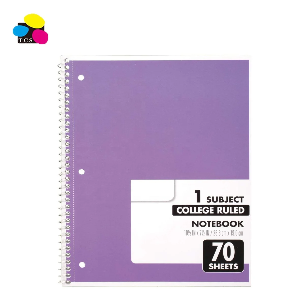
Wholesale factory 6 Packed 10 1/2 x 7 1/2 Inches1 Subject 70 Sheets College Ruled Spiral Notebooks With Assorted Colors 