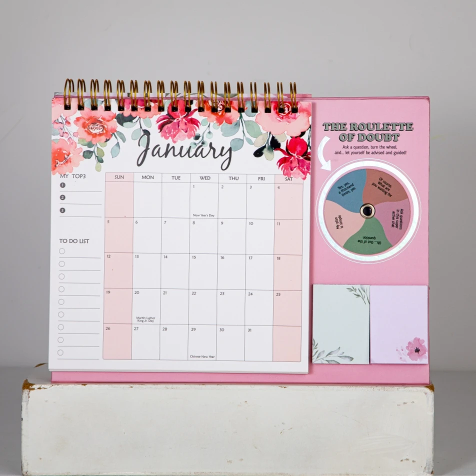 CUSTOM calendars 2025 calendar printing 12 months with stickers and to do list pink calendars for girls