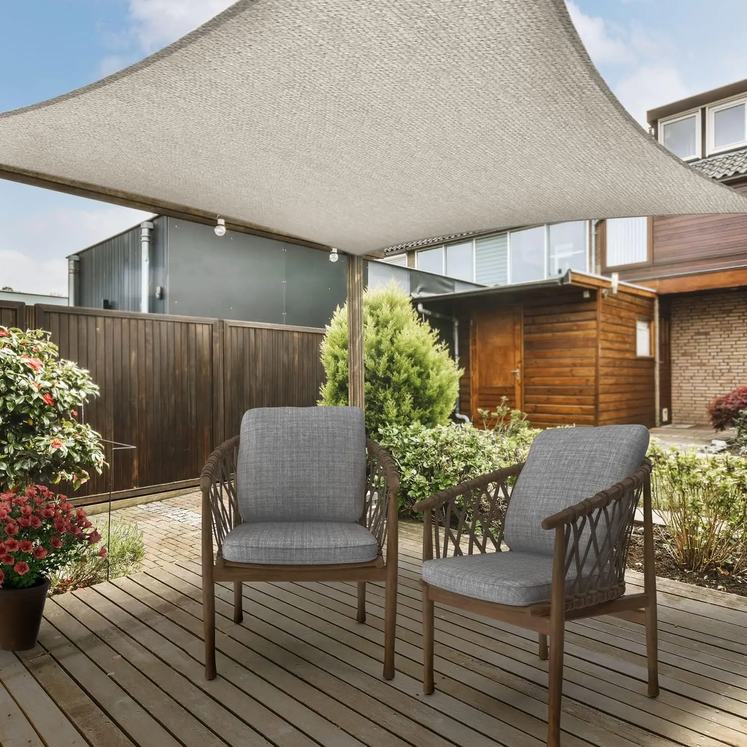 hdpe knitted beige color triangle sun shade sail uv protection garden shade cloth car park shade mesh