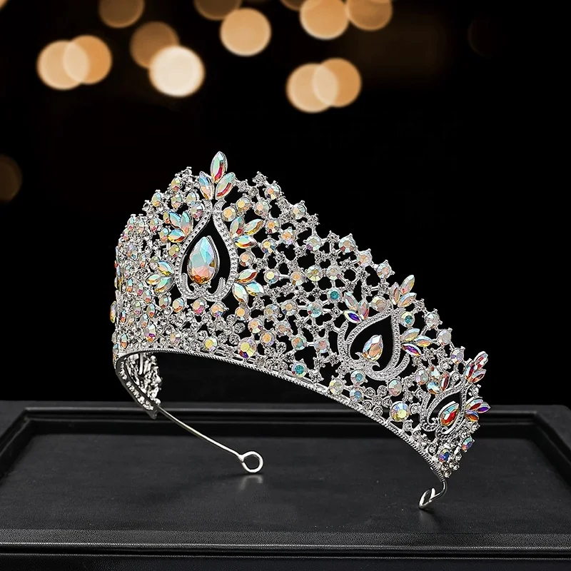 Yiwu produces bridal headwear  Queen AB rhinestone zircon crown  wedding dress  hair accessories