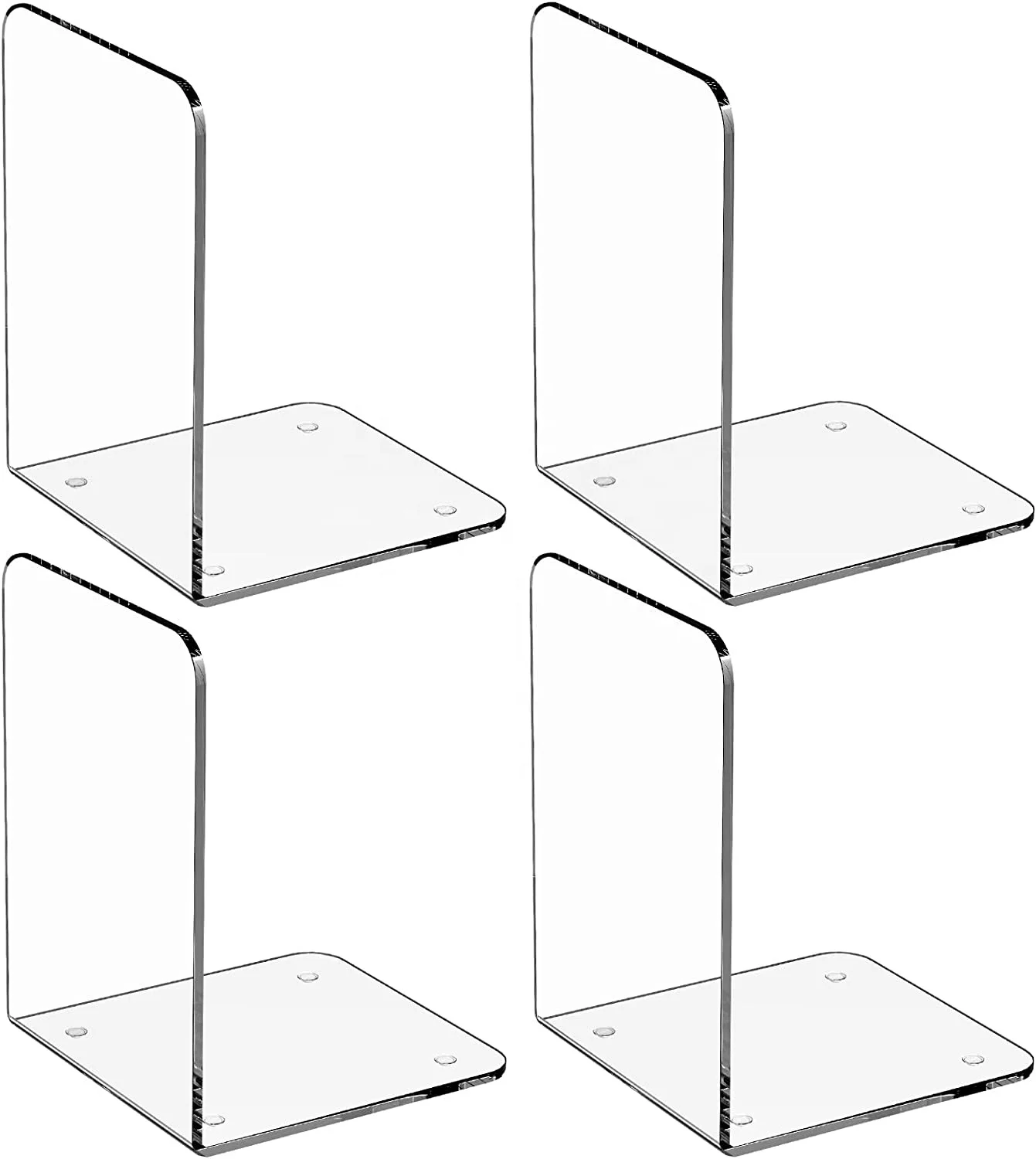 TSGG Desktop L Shape Book Stand Clear Acrylic Custom Book Ends Decorative