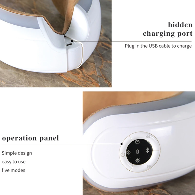 Health machine electric vibrating eye massager heated as seen on tv with heating, air pressure, music