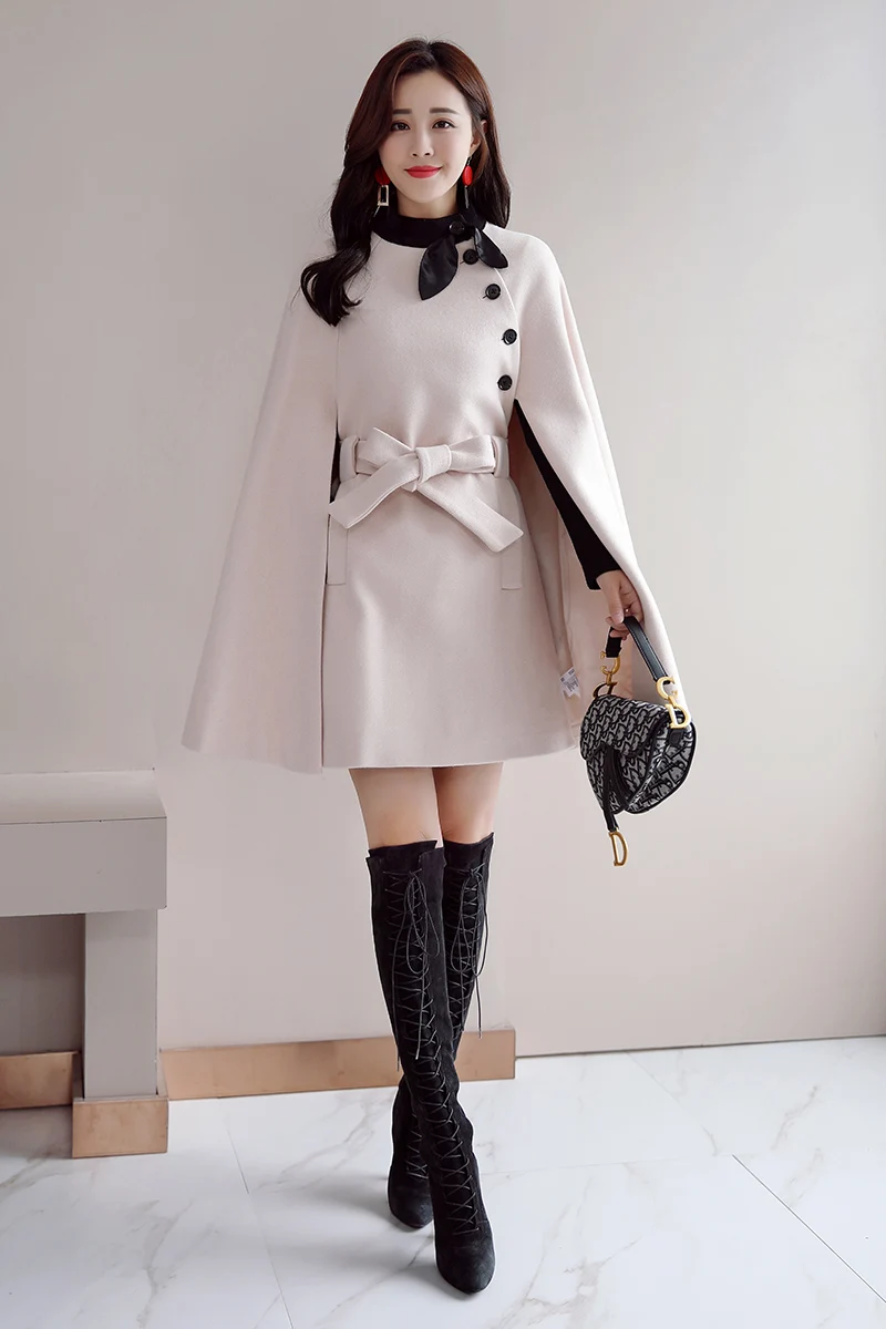 Cape jacket women double side wool cashmere feeling soft elegant design one size fits all women cape