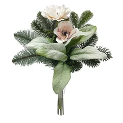 China Supplier Artificial Flower Decoration 34cm Poppy Pine Lvs Spray Bundle Wedding Bouquet  For Wedding Christmas Xmas