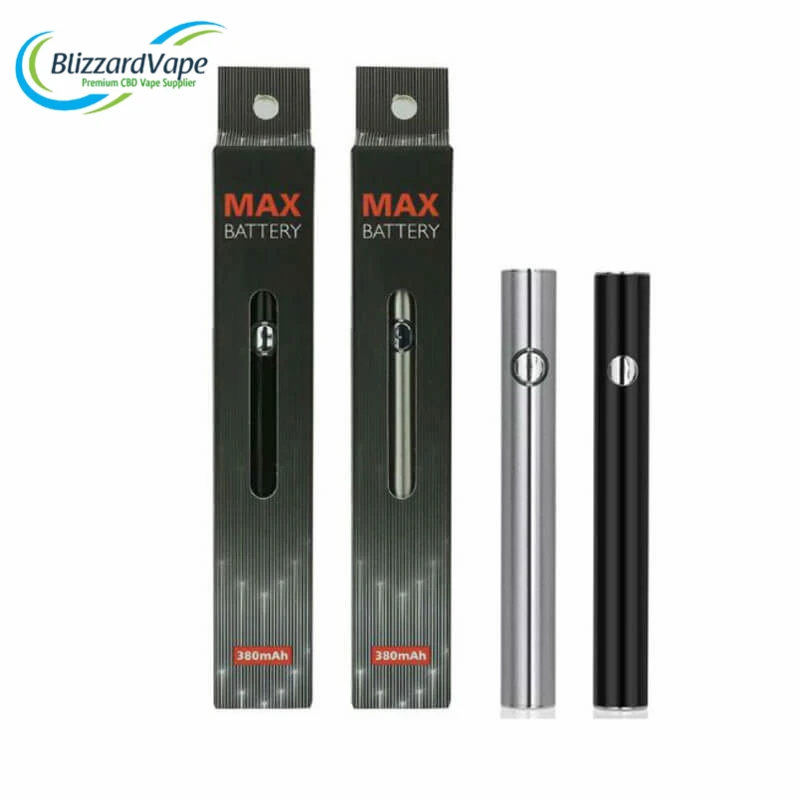 Blizzard Wholesale Max Vape Cartridge Battery Pen 380mah Adjustable Voltage 510 Thread Vape Pen Battery