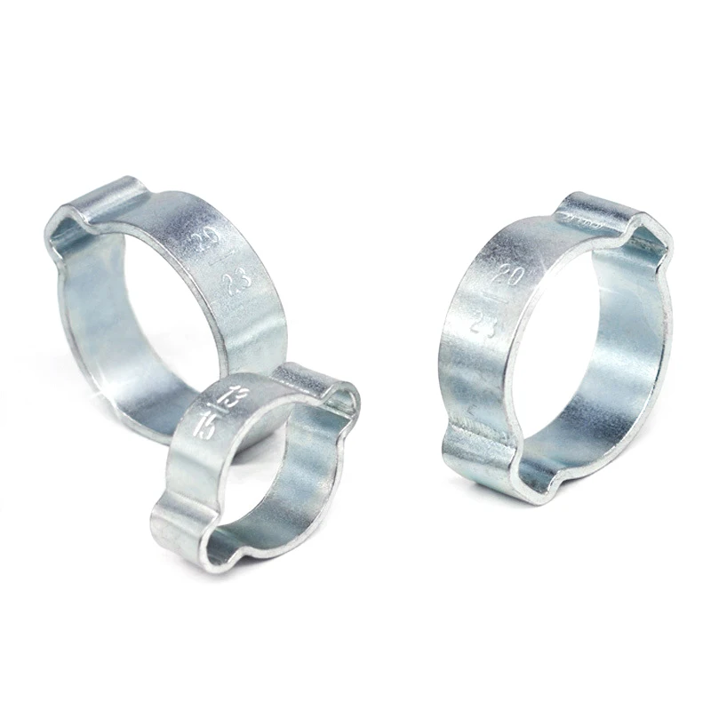 Stainless Steel Double Ear Hose Clamp Galvanized Crimp Hose Torque Clamps Size 11-13 For Gas Pipe Fastening