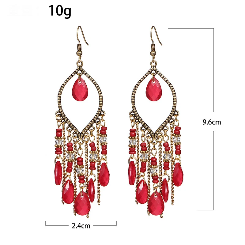 Wholesale Vintage Style Antique Gold Plated Hook Boho Rhinestone Chandelier Earrings Jewelry For Women Ladies