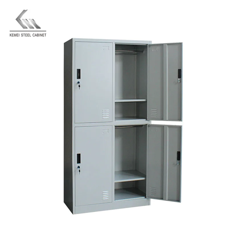 Four 4 Door School Gym Steel Assembled Design Clothes Metal Wardrobe Locker Staff Lockers Steel Wardrobe Locker Storage Cabinet