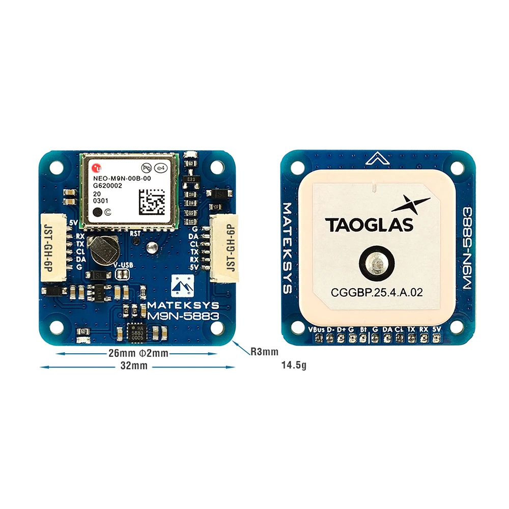 MATEK MATEKSYS GNSS компас M9N-5883 GPS для дрона/квадрокоптера/самолета с длинным звонком