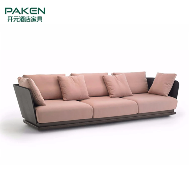 OEM custom modern design hotel lobby furniture 3 seater fabric sofa for 3-5 stars hotel