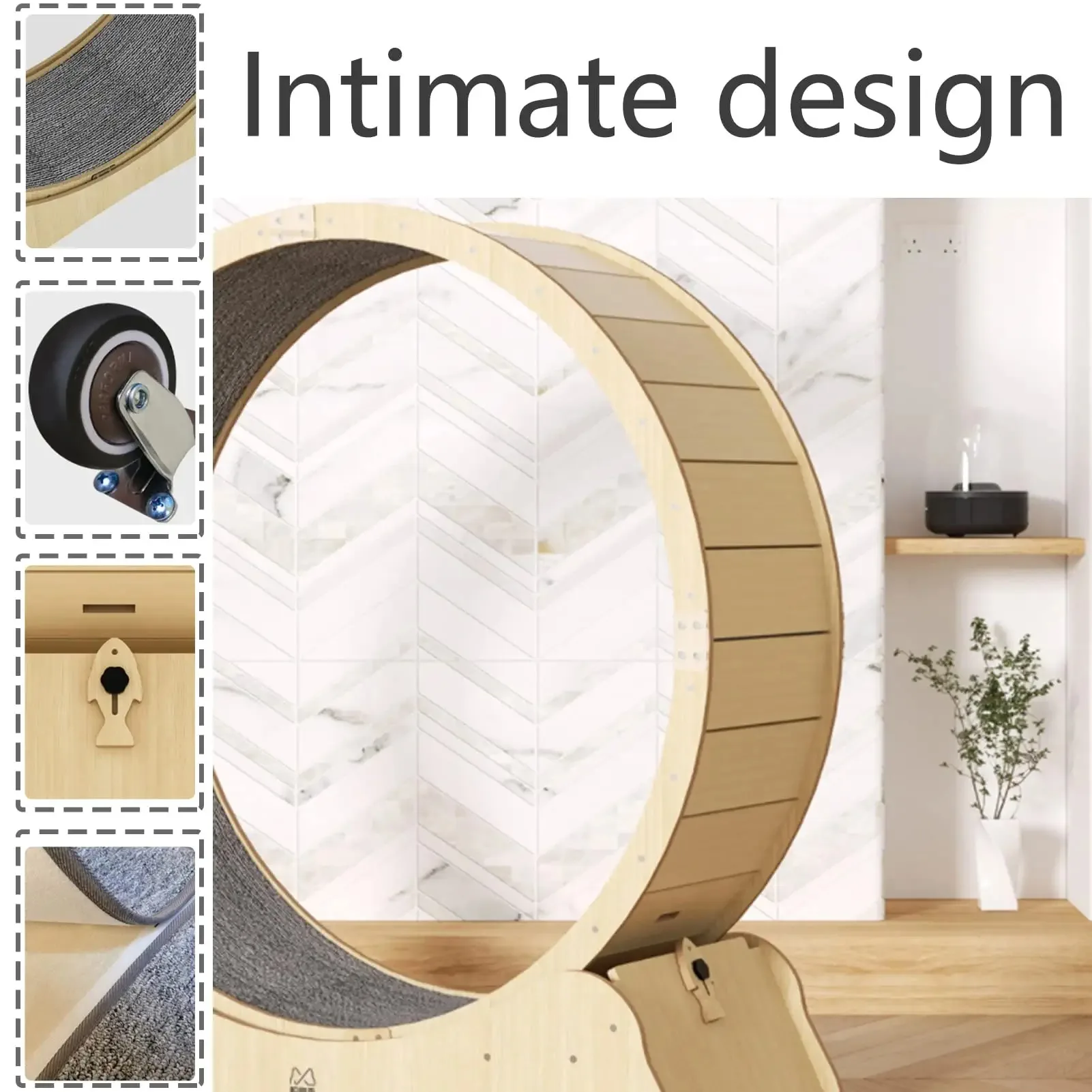 Interactive Anti-depression Fiber Board Wooden Cat Exercise Running Wheels Fun Treadmill Pet Toys Cat Wheel