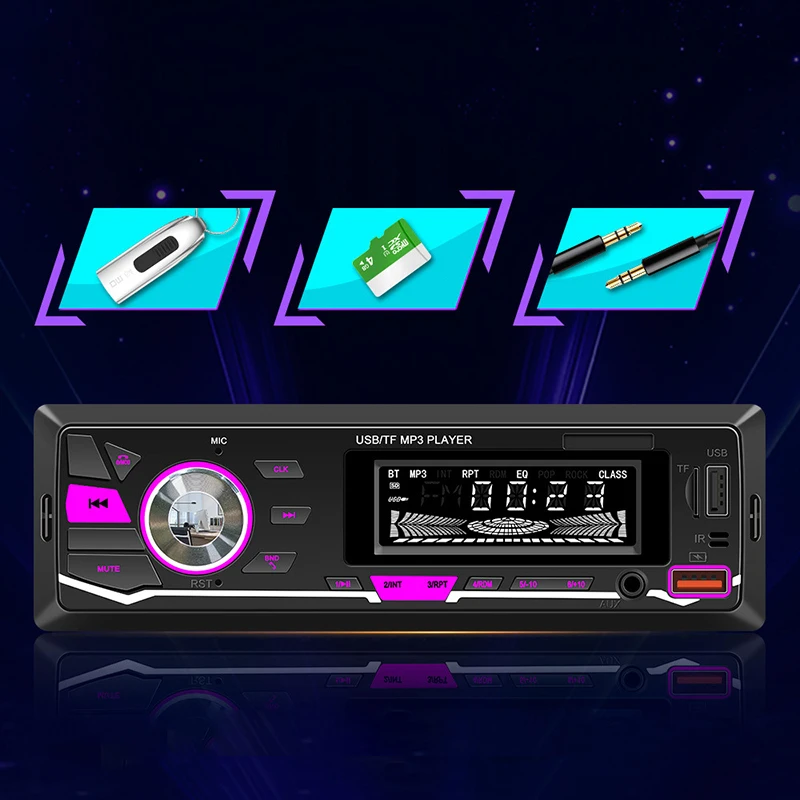 Car MP3 Player Autoradio Car Radio BT 12V 1Din Stereo FM Aux In Receiver TF USB LED Display Car Multimedia Radio