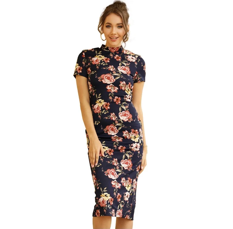 Chinese traditional style summer floral print QIPAO cheongsam party dress