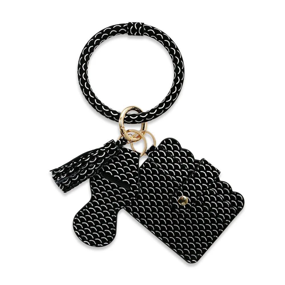 New PU leather tassel wrist keychain pendant amazon lipstick bag card bag clutch bracelet key ring for women