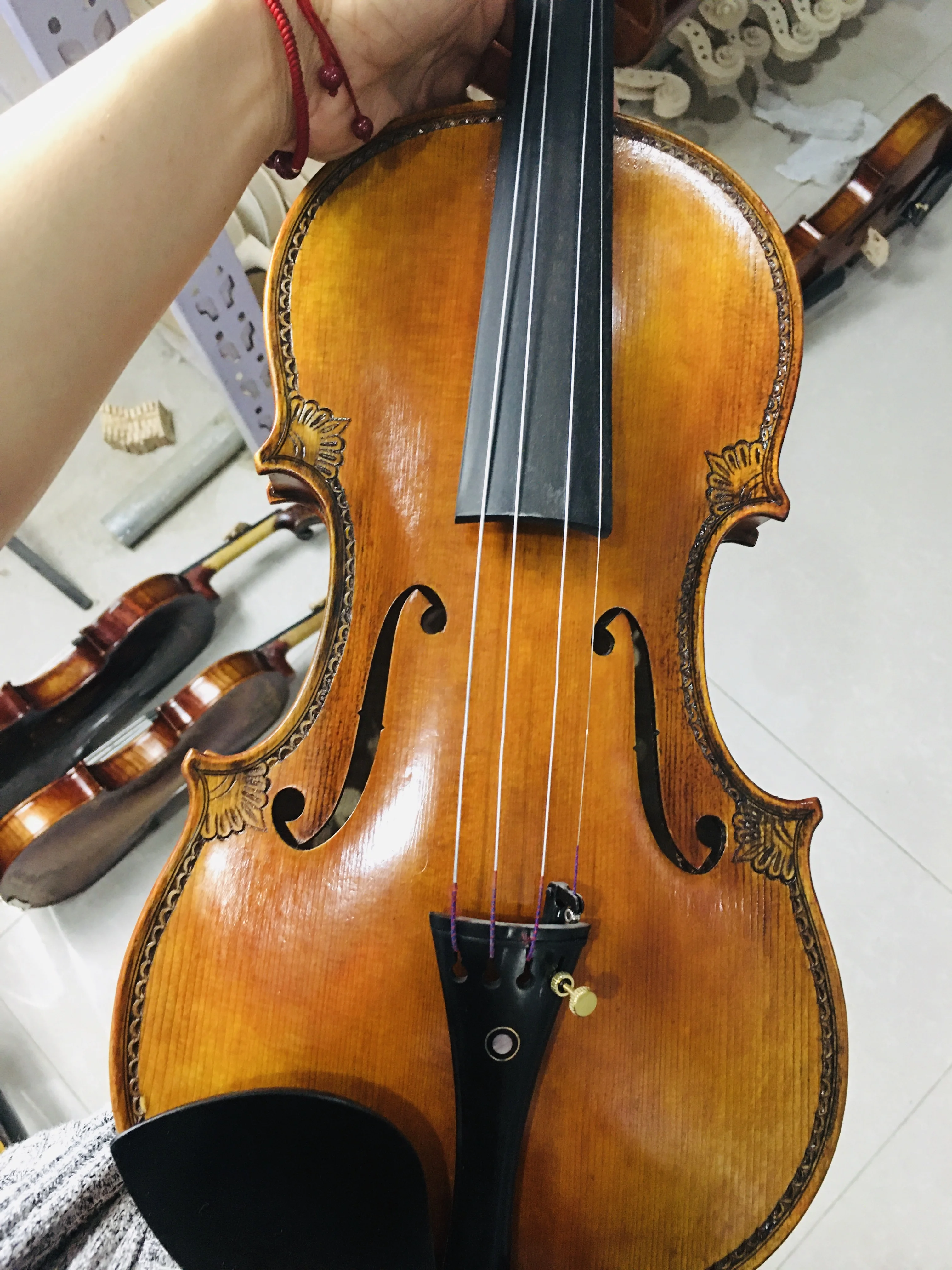 Hot selling  handmade violin  with carving