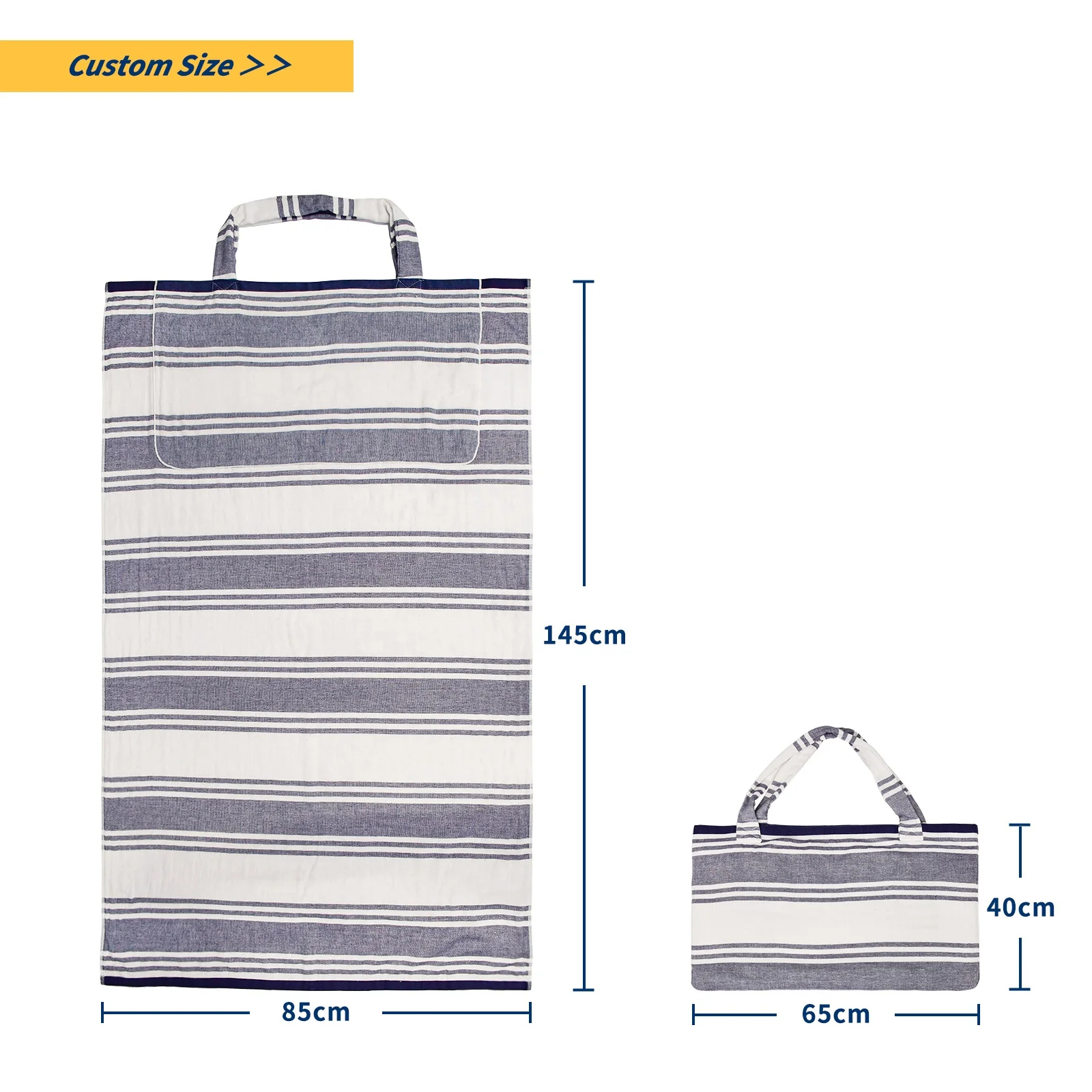 2-in -1 tote bag beach towel 100% turkish cotton beach towel 100% eco friendly