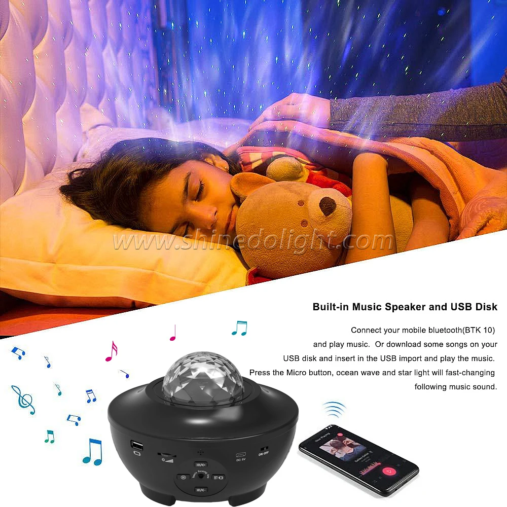 Smart Star LED Night Starry Projector Light, Laser Sky Projector BT Music Speaker Galaxy Star Projector With Remote Control