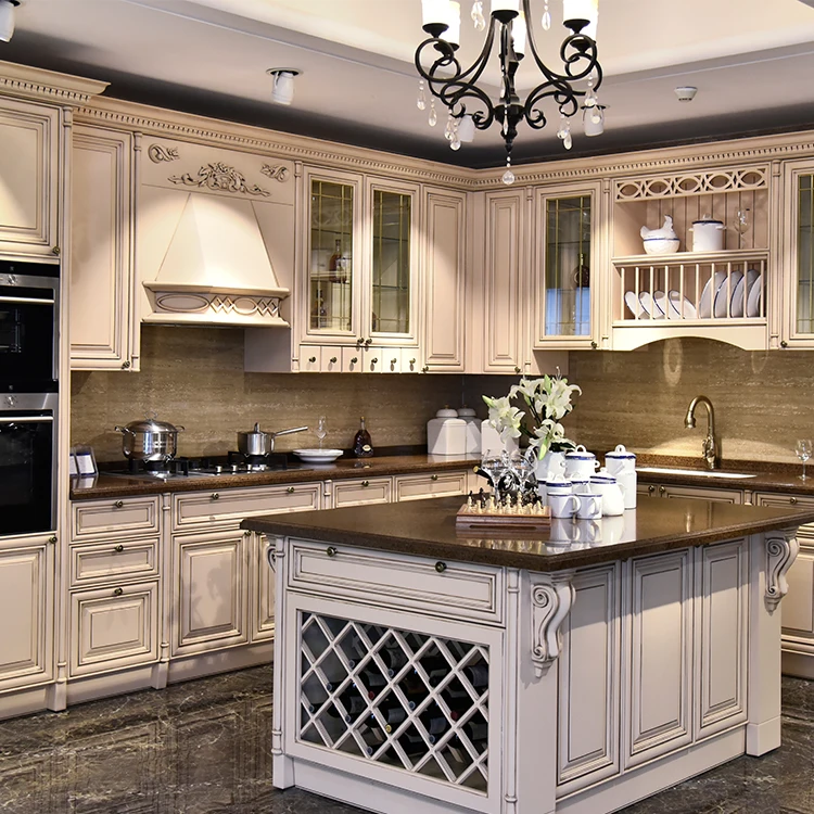 Уникальный мраморный Кухонный шкаф из массива дерева с островом