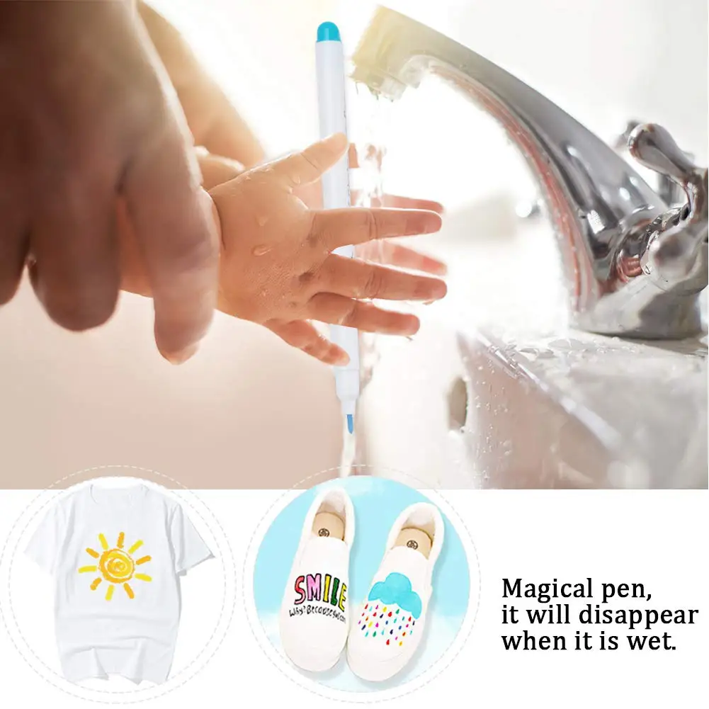 Water Erasable Fabric Marking Pens Disappearing Ink Fabric Marker Pens Vanishing Water Soluble Pens for Cross Stitch Sewing