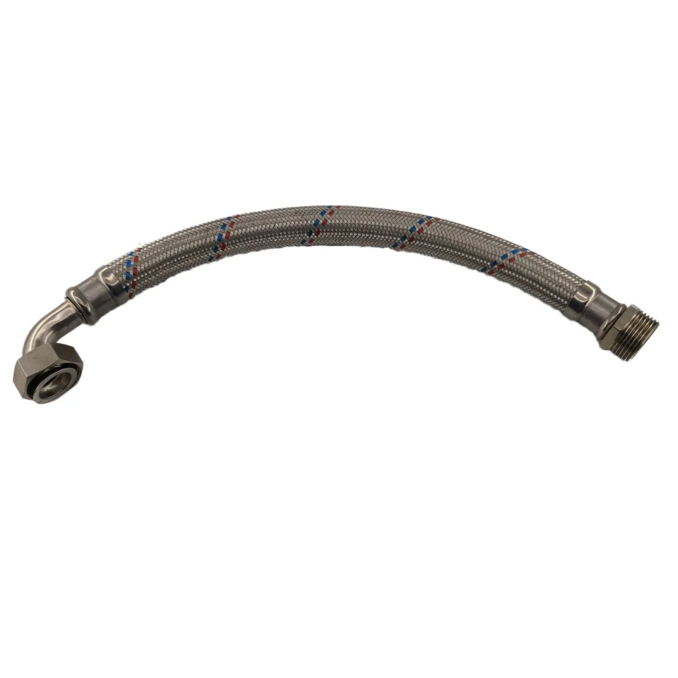 26mm F1*M1 Elbow for Bathroom Water Pump 304stainless Steel Wire Braided connection Flexible EPDM Hose