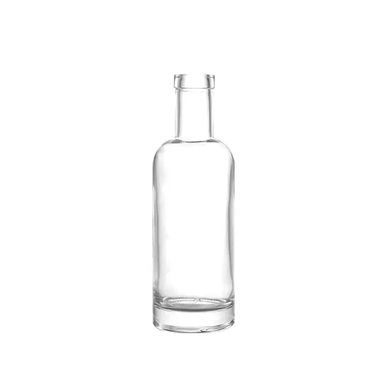 Round Vodka Glass Bottle Elegant Glass Bottle Vodka Liquor 350ml Thick Resistant Vodka With Cork