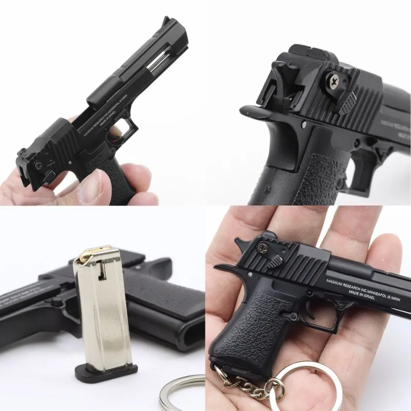 Metal Mini Gun Model  Pistol Desert Eagle Keychain for Men Toy Pendant