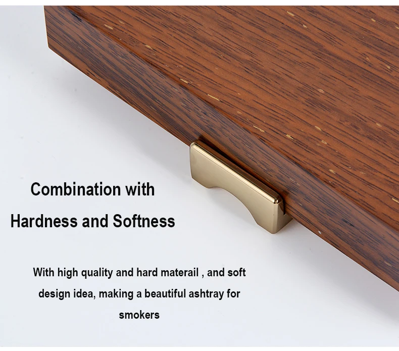 Luxury Solid Wood Cigar Ashtray With Copper 4 Rest Smoking Stand Cigarette Ash Tray