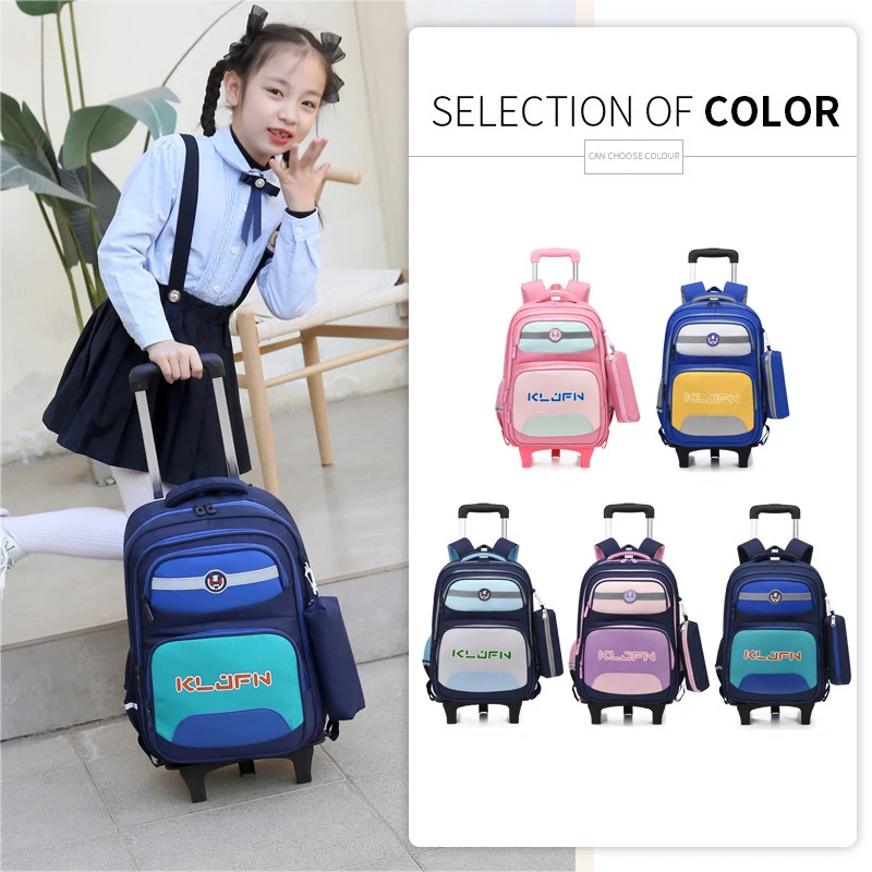 Trolley Schoolbag Removable Children School Bags With Wheels For Girls Boys Large Capacity Trolley Backpack Hard Shell Luggage