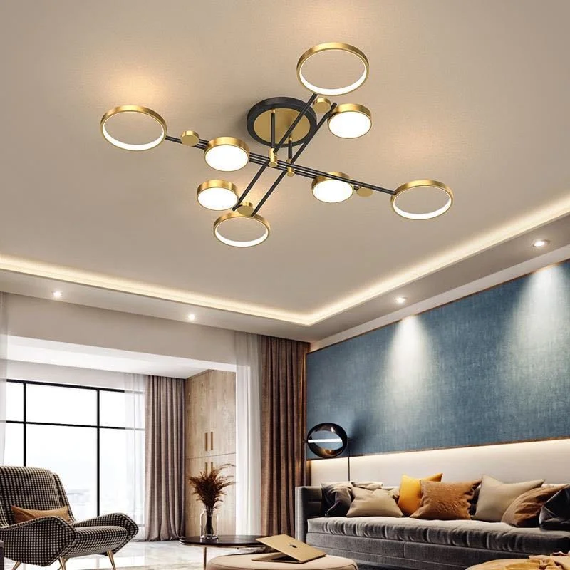 Modern LED Chandelier Gold Indoor Lighting For Bedroom Living Hall Dining Study Room Lustre Home Fashion Ceiling Chandelier