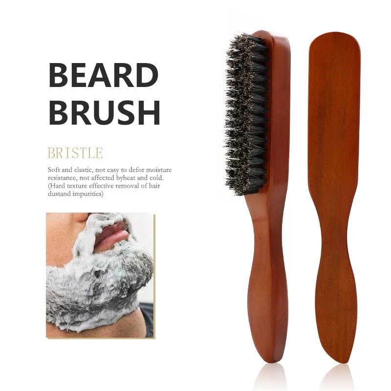 Wholesale Personalised Wooden Custom Men Boar Bristle Beard Brush With Handle Wood Small Portable