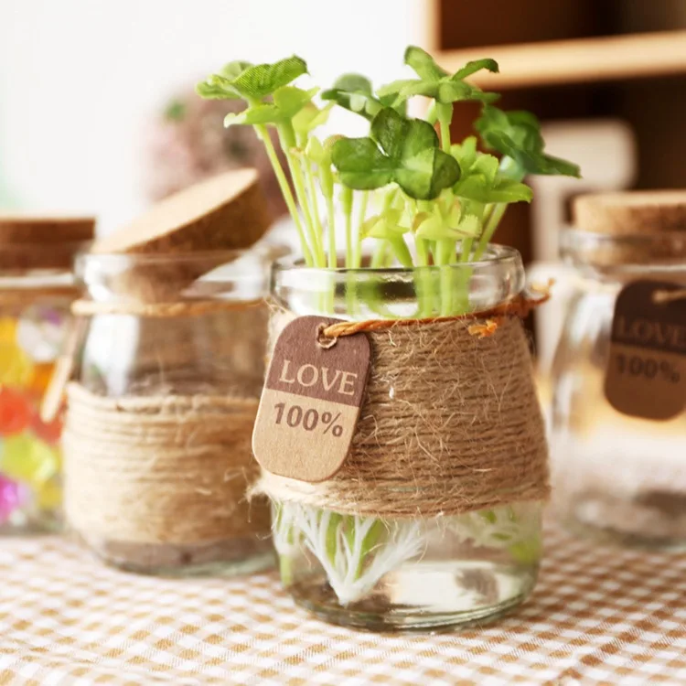 Empty circular wide mouth mini yogurt can wholesale food glass pudding bottles with cork caps