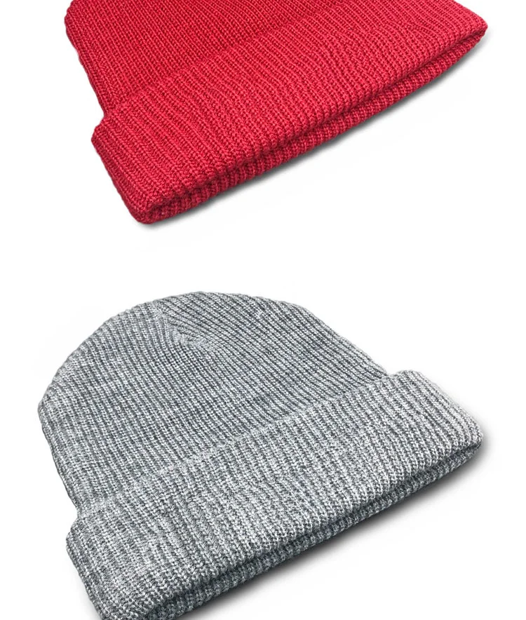 custom 100% acrylic winter hats knitted plain jacquard beanie hat wholesale